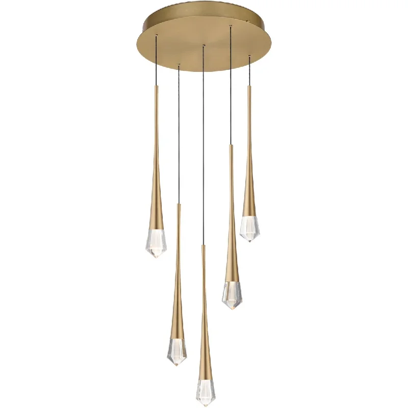 Dust - Resistant Industrial Lighting for Dirty WorkspacesPierce 13 in. 5 Lights LED Pendant Light Gold finish