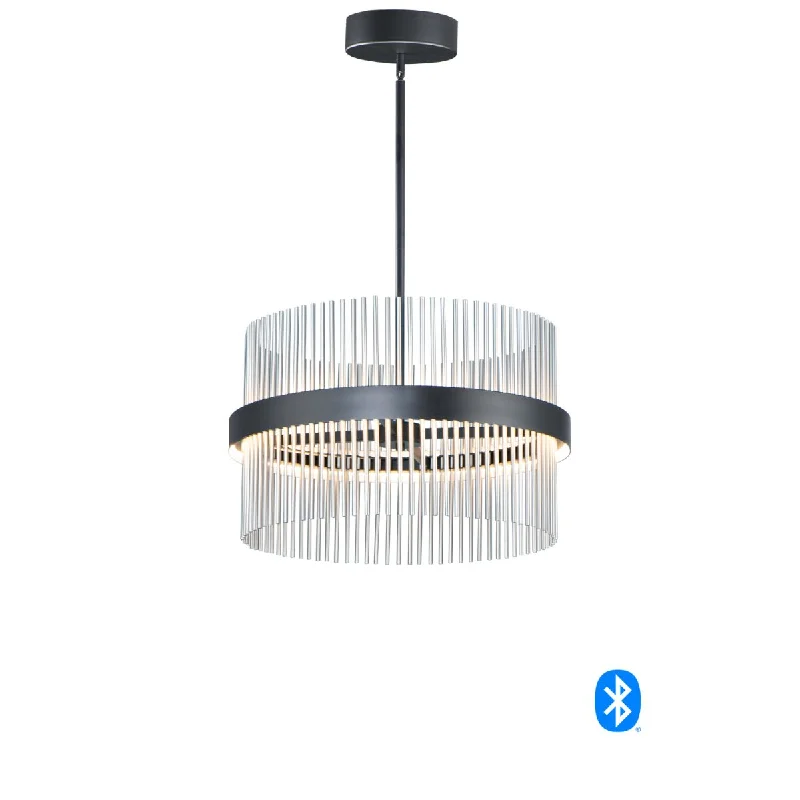 Industrial Lighting for Food Processing FactoriesChimes 24 in. 2 Lights Smart LED Pendant Light Selectable CCT Nickel Finish