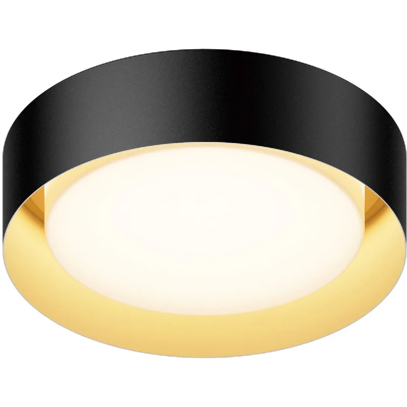 Industrial Ceiling - Mounted Lighting for Assembly PlantsEcho 13 in. LED Flush Mount Light Black Finish with Gold interior Industrial Ceiling - Mounted Lighting for Assembly PlantsEcho 13 in. LED Flush Mount Light Black Finish with Gold interior