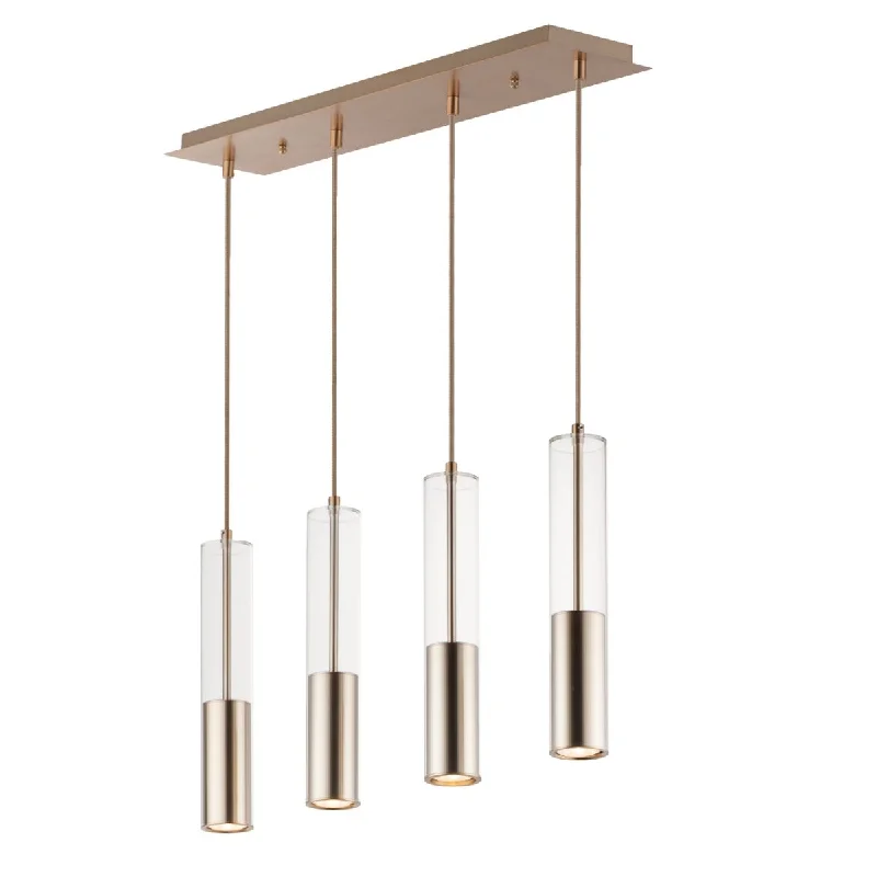 Energy - Efficient Industrial Lighting for Cost - SavingsTorch 28 in. 4 Lights LED Pendant Light Satin Brass Finish