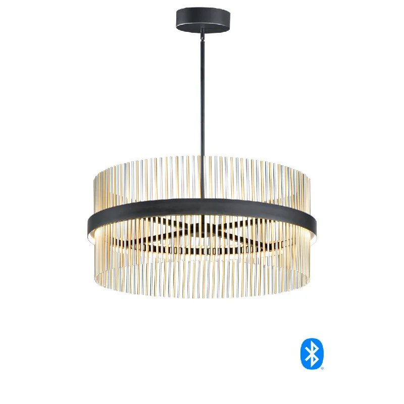 Industrial Wall - Mounted Lighting for Workshop WallsChimes 34 in. 2 Lights Smart LED Pendant Light Selectable CCT Brass & Nickel