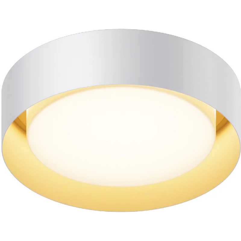 Industrial Exit Sign Lighting for Quick EvacuationEcho 13 in. LED Flush Mount Light White Finish with Gold interior