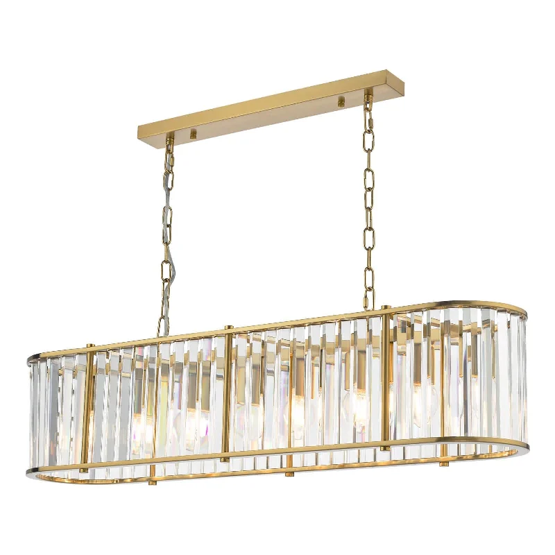 Track lighting for illuminating walkwaysKiran 7Lt Kitchen Table / Island Light - Natural Brass / Satin Black Track lighting for illuminating walkwaysKiran 7Lt Kitchen Table / Island Light - Natural Brass / Satin Black