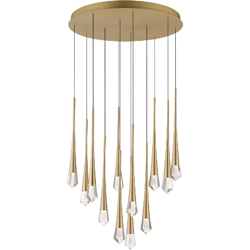 Color - Tunable Industrial Lighting for Special ApplicationsPierce 25 in. 12 Lights LED Pendant Light Gold finish