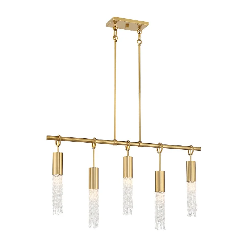 Track lighting with a brushed nickel finishChelsea 5-Light Linear Chandelier