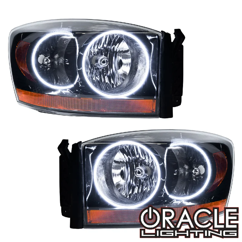 White track lighting for a clean lookORACLE Lighting 2006 Dodge Ram Pre-Assembled Halo Headlights - Black