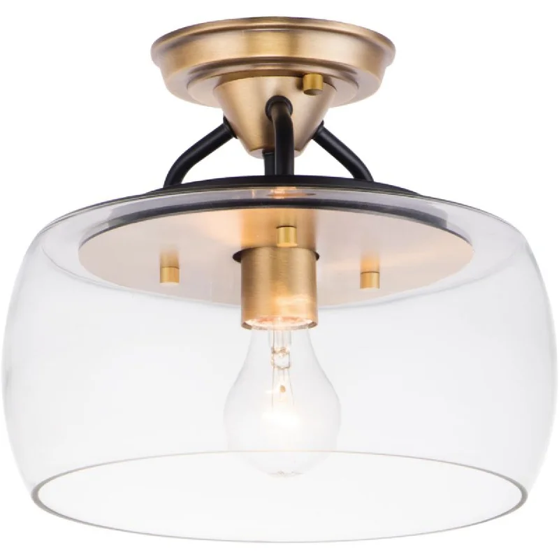 Industrial Task Lighting for Precision WorkstationsGoblet 11 in. Semi flush Mount Light Antique Brass Finish