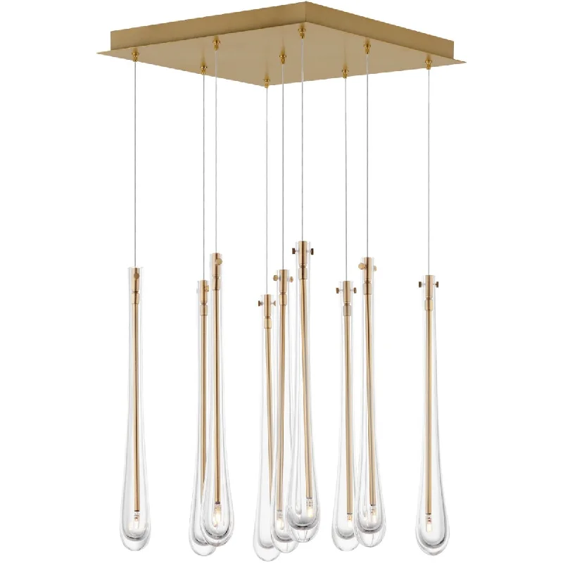 Industrial Wall - Mounted Lighting for Workshop WallsStillo 16 in. 9 Lights LED Pendant Light Gold finish