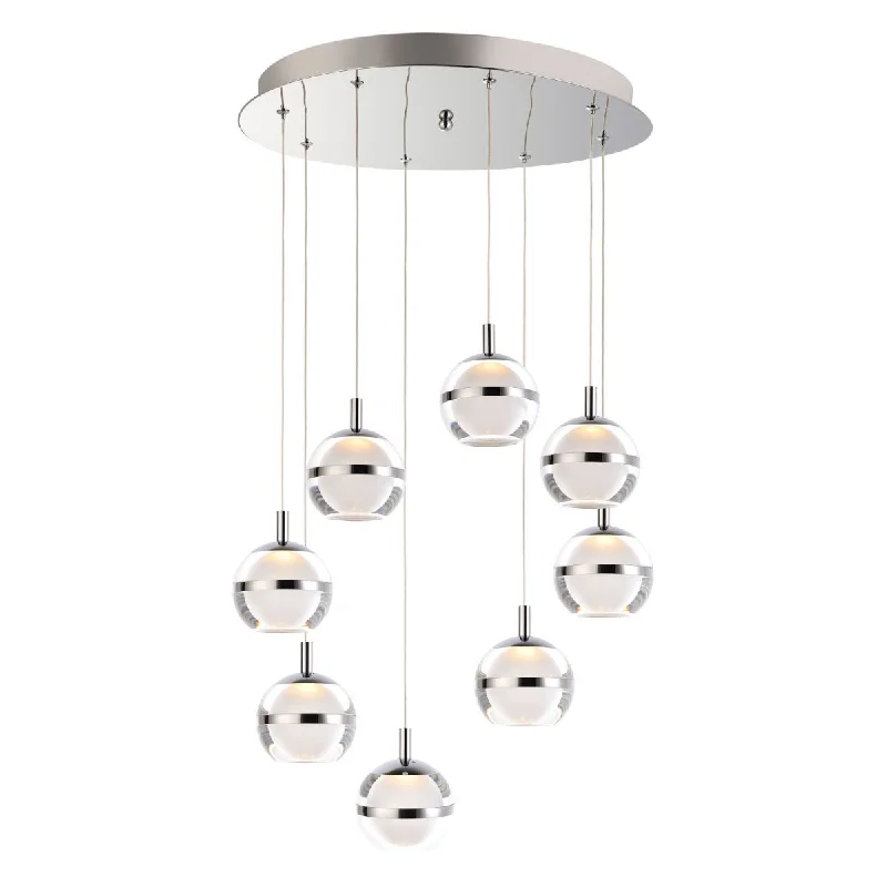 Industrial Flood Lighting for Outdoor Loading DocksSwank 19 in. 8 Lights LED Pendant Light Chrome finish