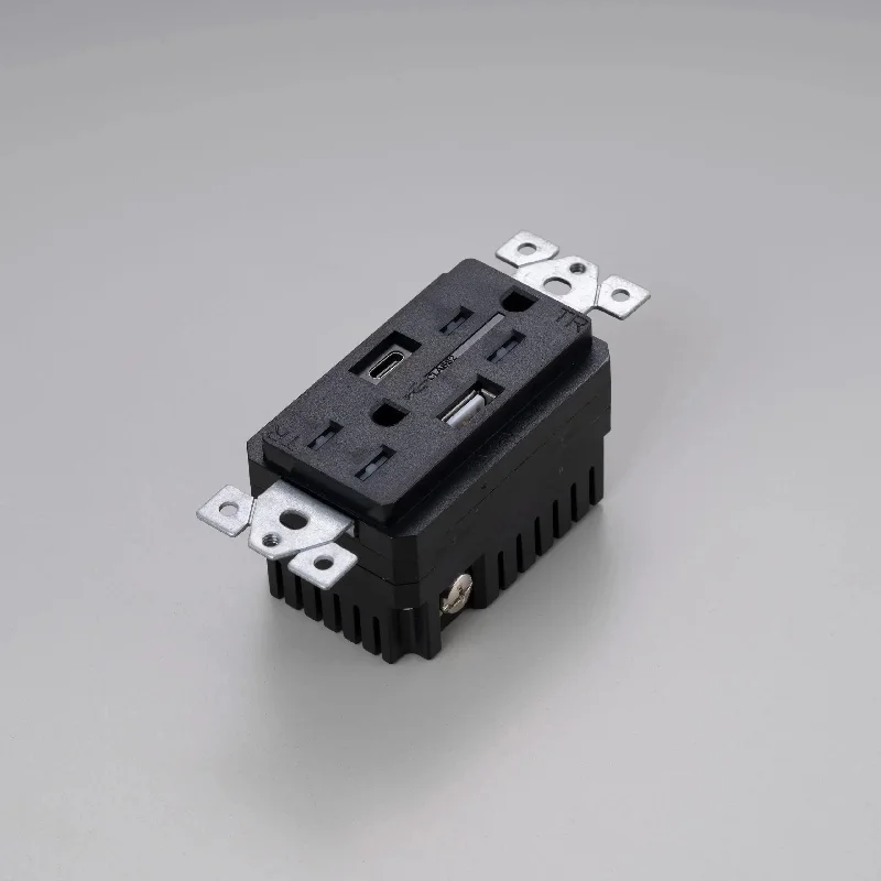 Track lighting with a minimalist track designOutlet Module - Duplex & 2 USB-A + C