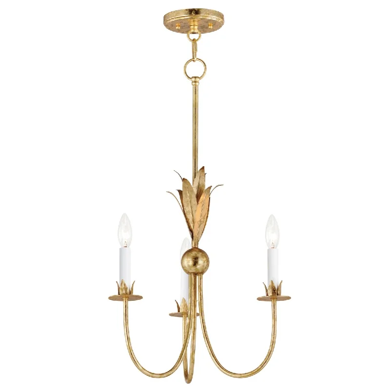 Industrial Lighting for Textile MillsPaloma 16 in. 3 Lights Chandelier Gold finish