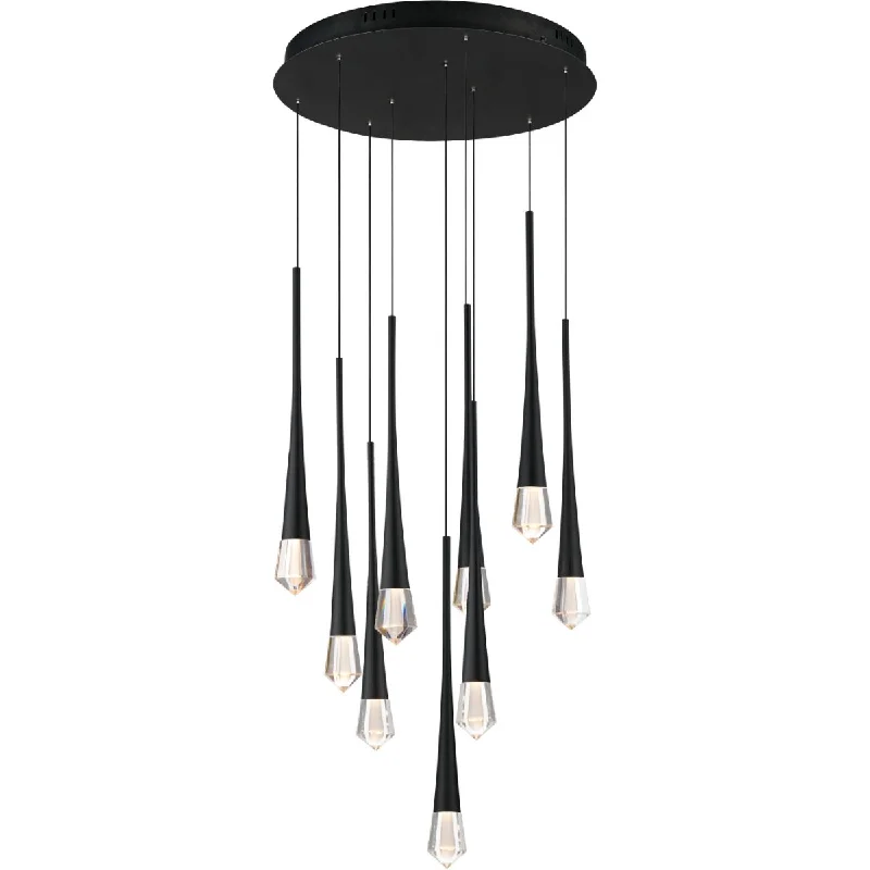Adjustable Industrial Lighting for Flexible IlluminationPierce 19 in. 9 Lights LED Pendant Light Black finish