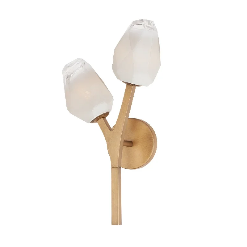 Industrial Lighting for Chemical PlantsBlossom 19 in. 2 Lights LED Armed Sconce Brass Finish