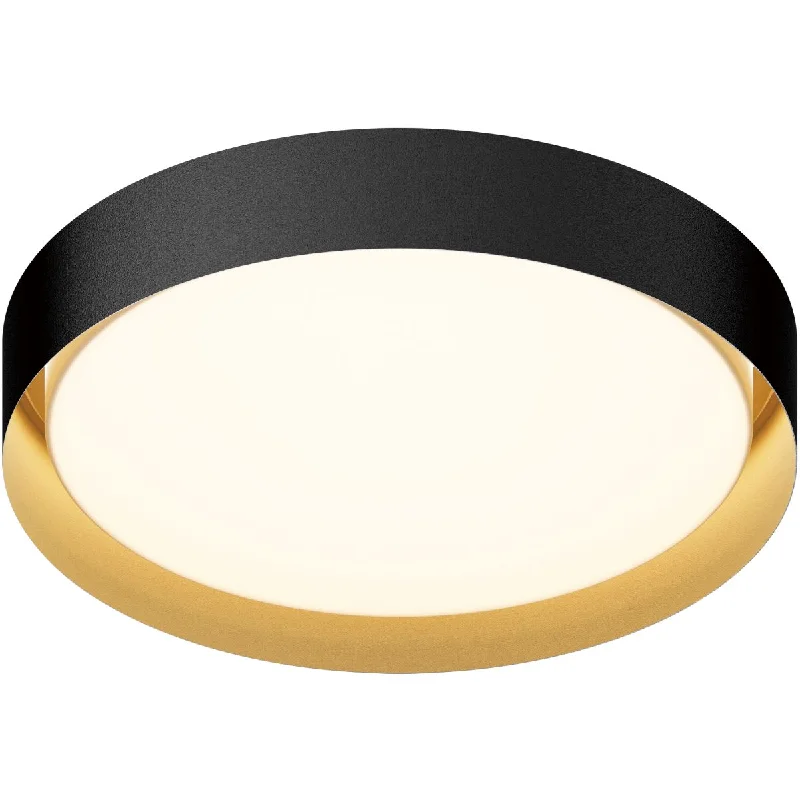 Industrial Lighting for Metal Fabrication ShopsEcho 24 in. LED Flush Mount Light, Selectable CCT Black Finish with Gold interior