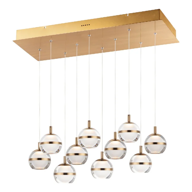 Industrial Lighting for Woodworking FactoriesSwank 31 in. 10 Lights LED Pendant Light Brass finish