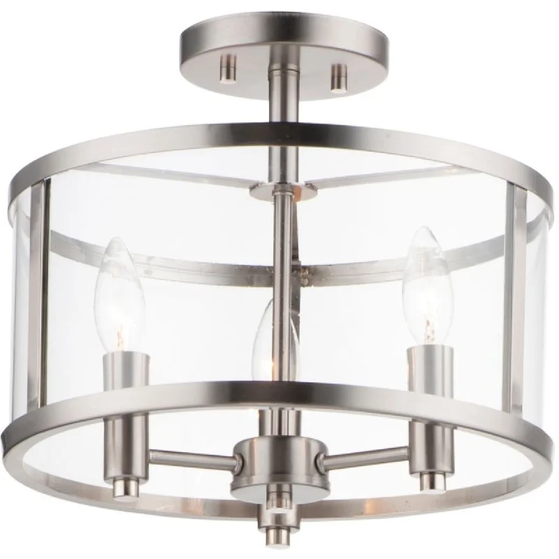 Industrial Lighting for Food Processing FactoriesSentinel 13 in. 3 Lights Semi Flush Mount Light Nickel finish Industrial Lighting for Food Processing FactoriesSentinel 13 in. 3 Lights Semi Flush Mount Light Nickel finish