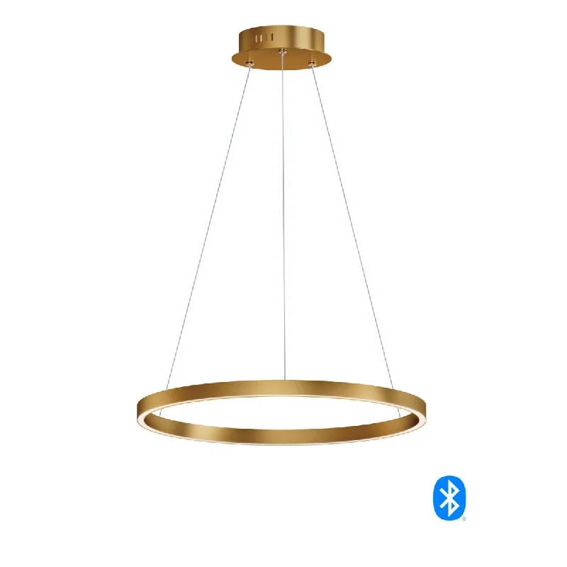 Dimmable Industrial Lighting for Ambiance ControlGroove 24 in. LED Pendant Light Selectable CCT Gold finish Dimmable Industrial Lighting for Ambiance ControlGroove 24 in. LED Pendant Light Selectable CCT Gold finish