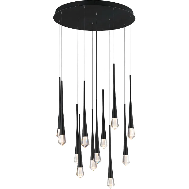 Industrial Lighting for Textile MillsPierce 25 in. 12 Lights LED Pendant Light Black finish