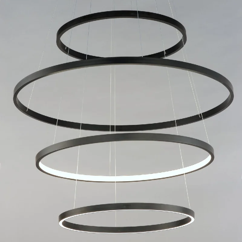 Industrial Lighting for Furniture FactoriesGroove 40 in. 4 Lights LED Pendant Light Selectable CCT Black Finish