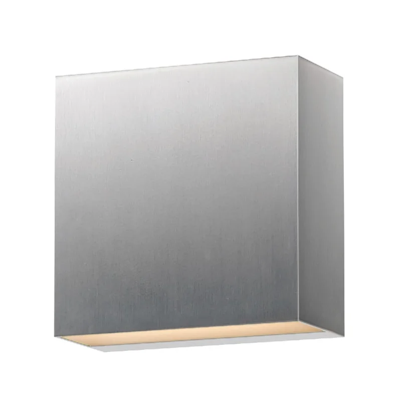 Industrial Lighting for Pharmaceutical ManufacturingCubed 6 in. 2 Lights LED Outdoor Wall Sconce Satin Aluminum Finish