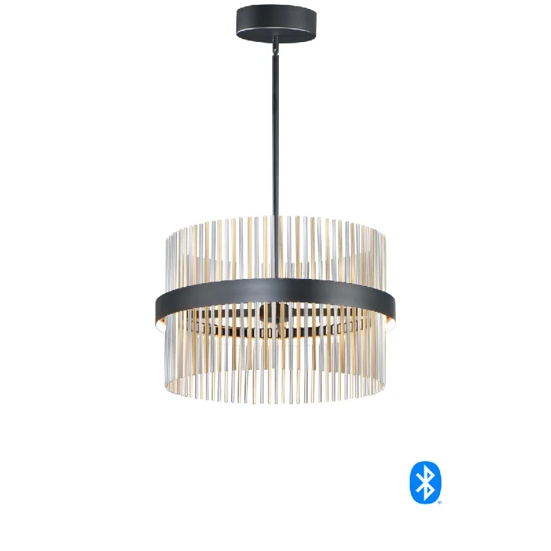 Industrial Lighting for Textile MillsChimes 24 in . 2 Lights Smart LED Pendant Light Selectable CCT Brass & Nickel