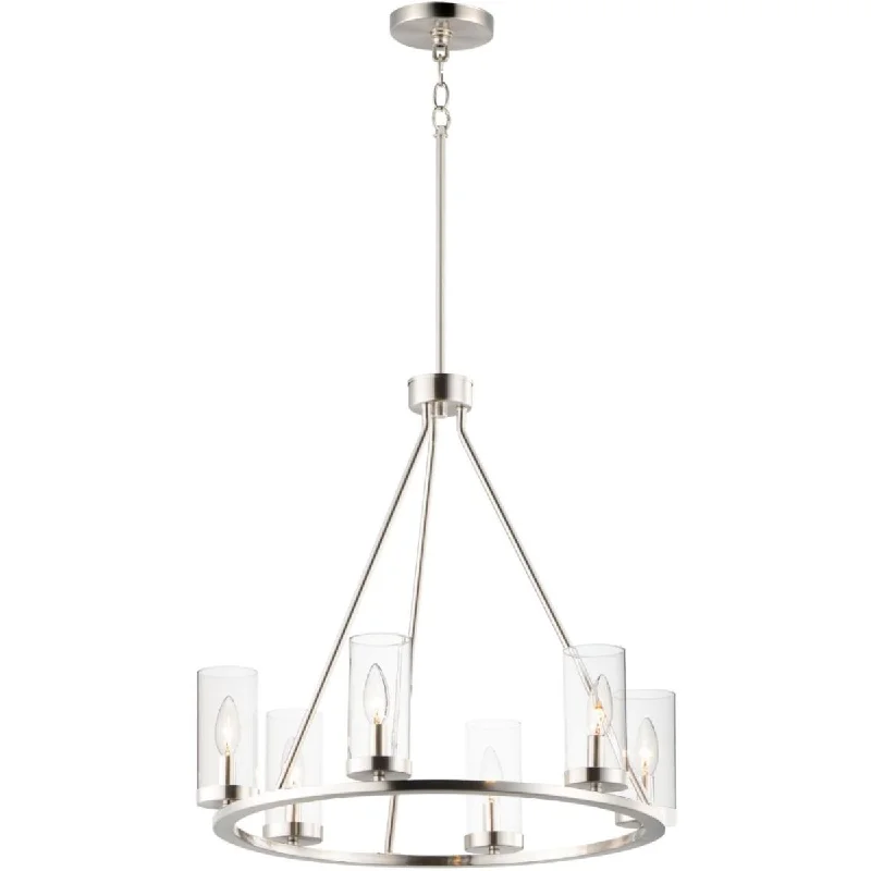 Industrial Lighting with High CRI (Color Rendering Index) for True Color PerceptionSentinel 24 in. 6 Lights Chandelier Satin Nickel Finish Industrial Lighting with High CRI (Color Rendering Index) for True Color PerceptionSentinel 24 in. 6 Lights Chandelier Satin Nickel Finish