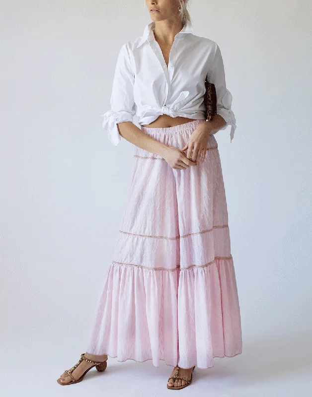 Lurex Embroidered Wide Leg Pant