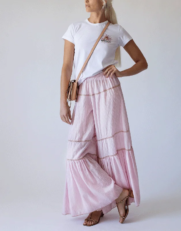 Lurex Embroidered Wide Leg Pant