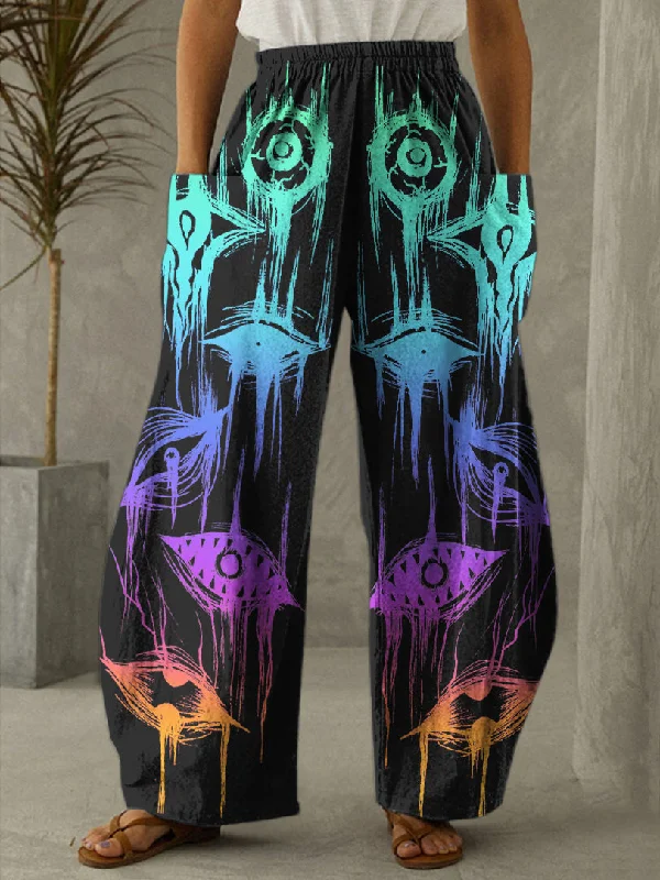 Women's Halloween Devil's Eye Print Casual Pants