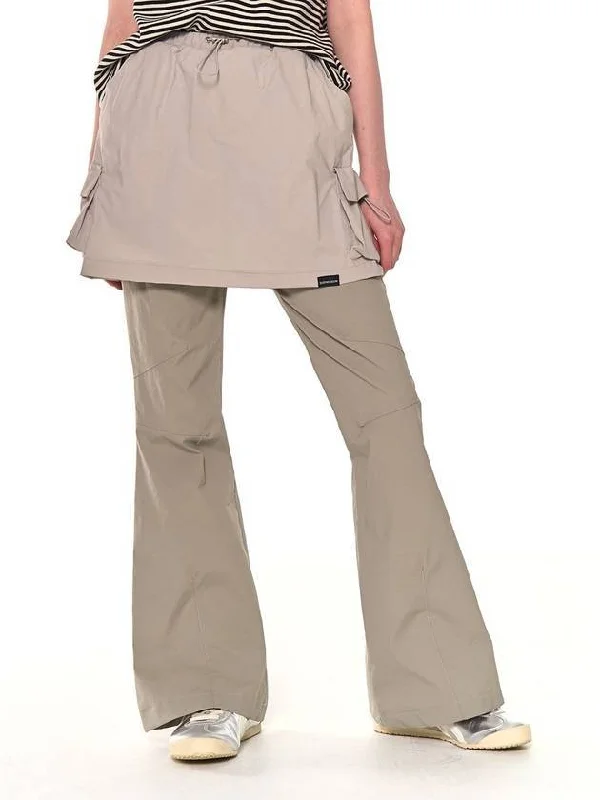 Color Skirt Wide Pants Gray