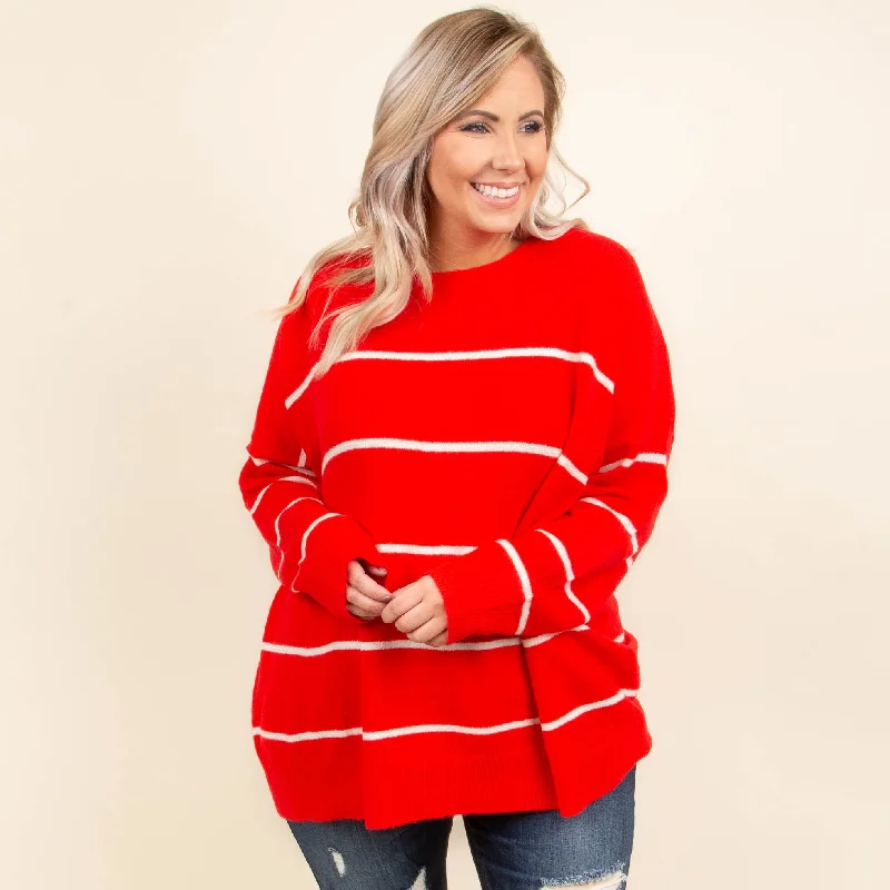 Slumber Party Sweater, Red-Cream