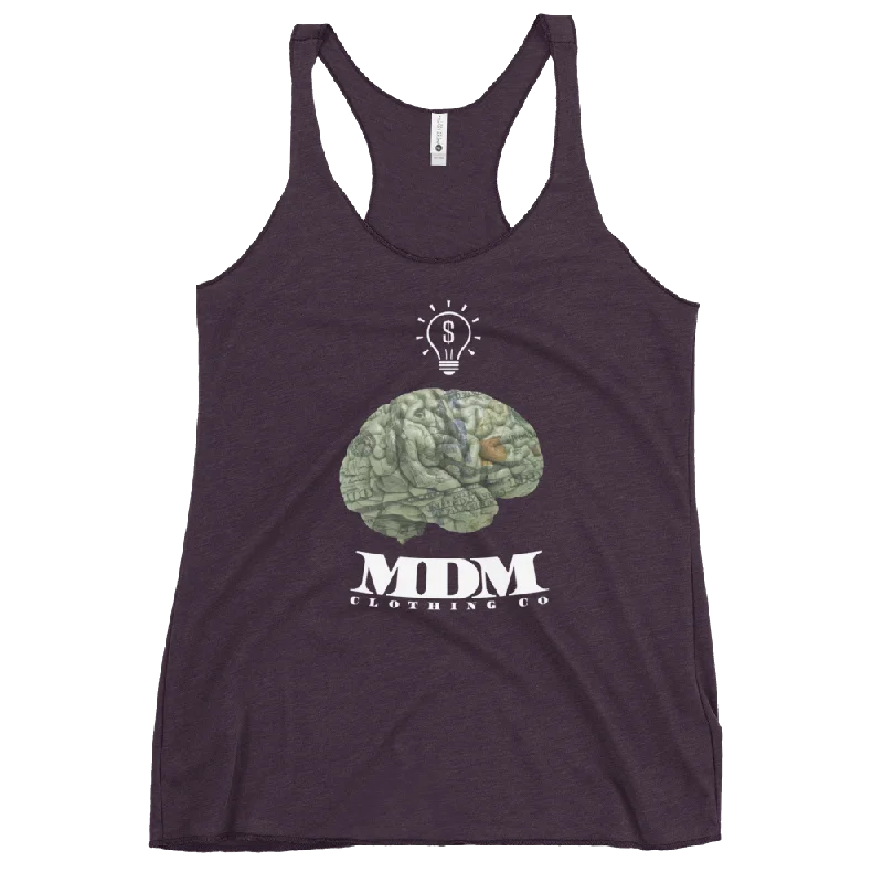 MDM Money On My Mind White Text Women's Racerback Tank Top