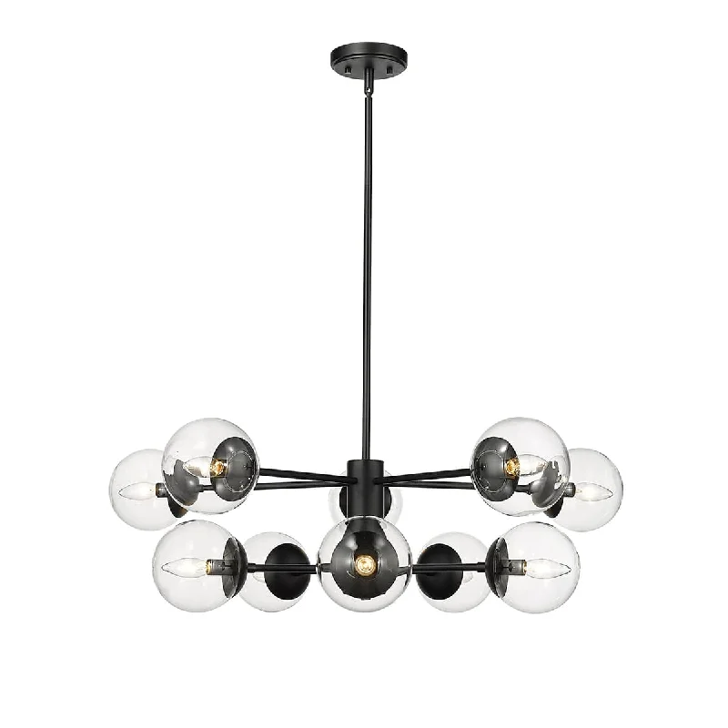 Chandeliers for Low Ceilings to Avoid OvercrowdingChandeliers for Low Ceilings to Avoid Overcrowding10 Lamps Avell Chandelier - Matte Black Finish - Clear Glass - 36in Diameter - E12 Candelabra Base