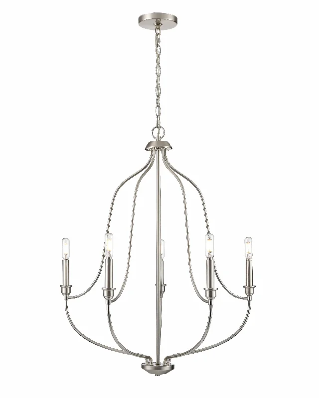Traditional Brass Chandeliers for Classic InteriorsTraditional Brass Chandeliers for Classic Interiors5 Lamps Senoia Chandelier - Brushed Nickel - 25in Diameter - E12 Candelabra Base