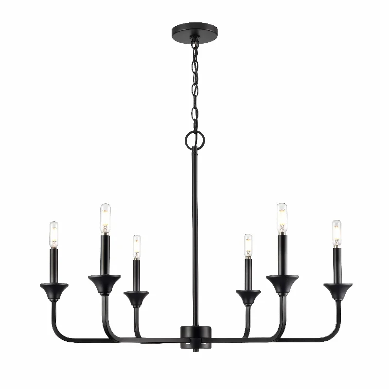 Chandeliers with Candle - Style Bulbs for a Classic AestheticChandeliers with Candle - Style Bulbs for a Classic Aesthetic6 Lamps Herring Chandelier - Matte Black - 32in Diameter - E12 Candelabra Base