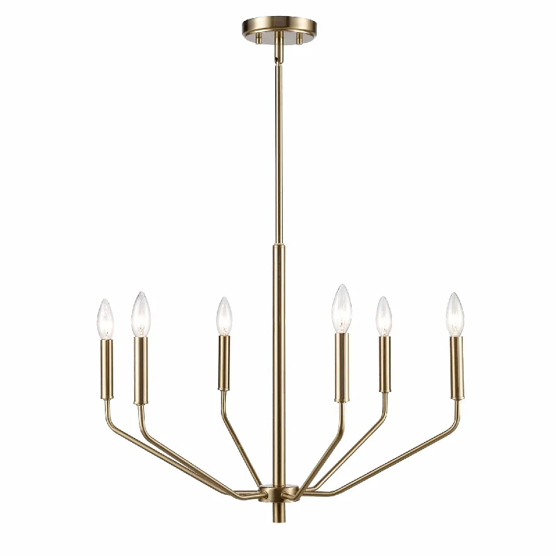 Minimalist Chandeliers for Sleek and Simple InteriorsMinimalist Chandeliers for Sleek and Simple Interiors6 Lamps Laurell Chandelier - Modern Gold Finish - 24in Diameter - E12 Candelabra Base