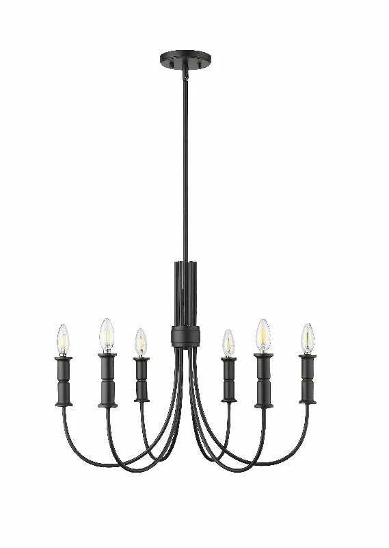Chandeliers with Metal Frames in Copper FinishChandeliers with Metal Frames in Copper Finish6 Lamps Potiss Chandelier - Matte Black - 26in Diameter - E12 Candelabra Base
