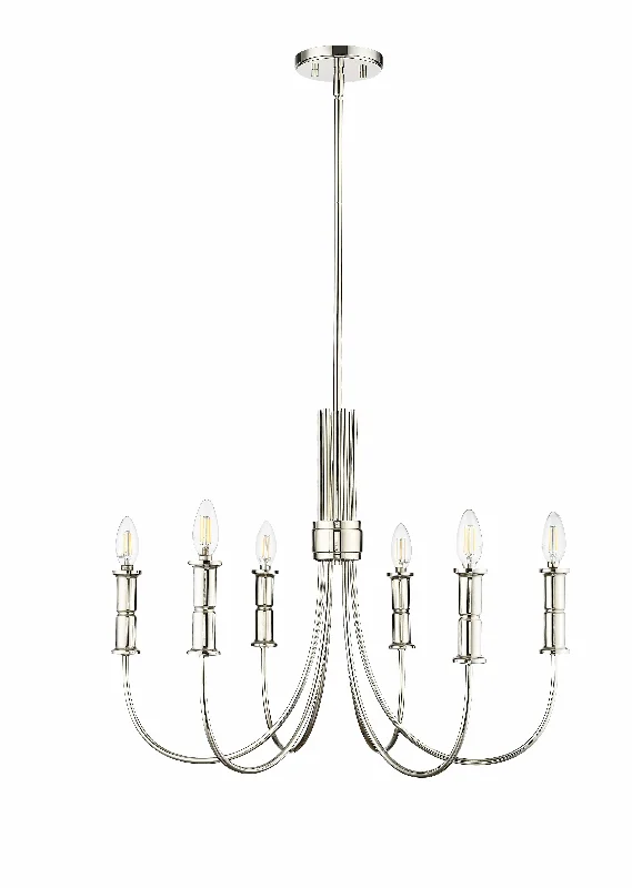 Mini Chandeliers for Adding Charm to Small SpacesMini Chandeliers for Adding Charm to Small Spaces6 Lamps Potiss Chandelier - Polished Nickel - 26in Diameter - E12 Candelabra Base