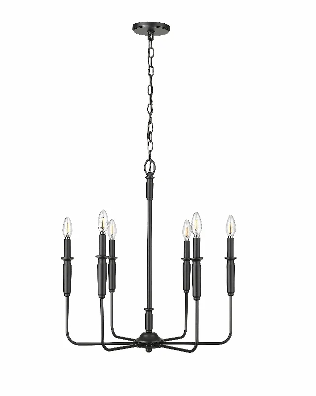 Ceiling - Mounted Chandeliers for Standard CeilingsCeiling - Mounted Chandeliers for Standard Ceilings6 Lamps Savanne Chandelier - Matte Black - 24.1in Diameter - E12 Candelabra Base