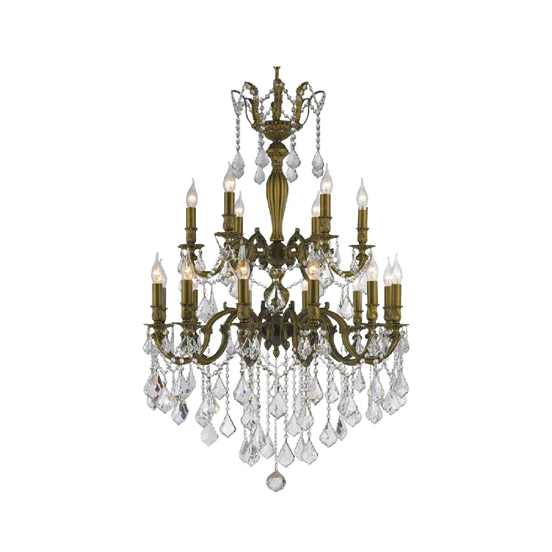 Chandeliers with Clear Crystal for a Sparkling EffectChandeliers with Clear Crystal for a Sparkling EffectAMERICANA 18 Light Crystal Chandelier - Antique Bronze Style