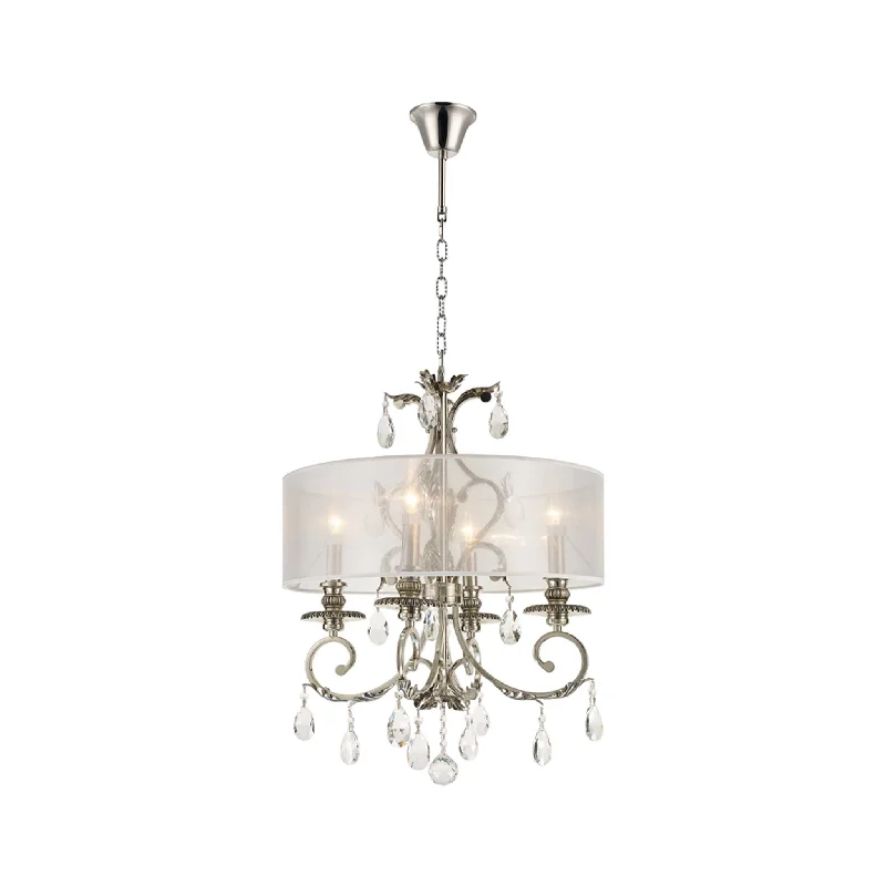 Chandeliers with Murano Glass for a High - End Artistic TouchChandeliers with Murano Glass for a High - End Artistic TouchARIA - Hampton 4 Arm Chandelier - Nickel Plated  - Orb Outer Shade