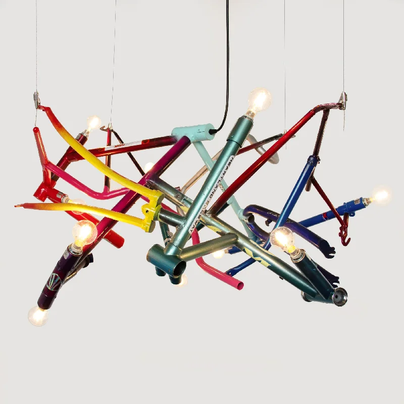 Chandeliers with Frosted Glass for a Softer Light DiffusionChandeliers with Frosted Glass for a Softer Light DiffusionBicycle Chandelier - Round