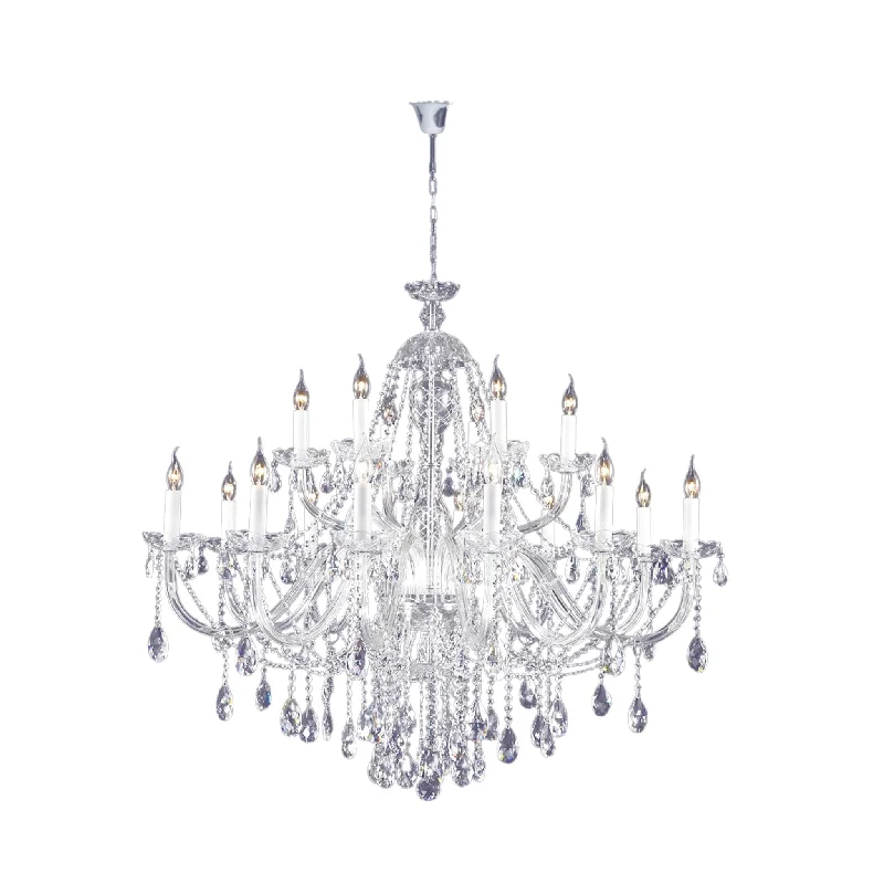 Chandeliers with Metal Frames in Bronze FinishChandeliers with Metal Frames in Bronze FinishBohemian Brilliance LARGE 18 Arm Two Tier Chandelier - CHROME