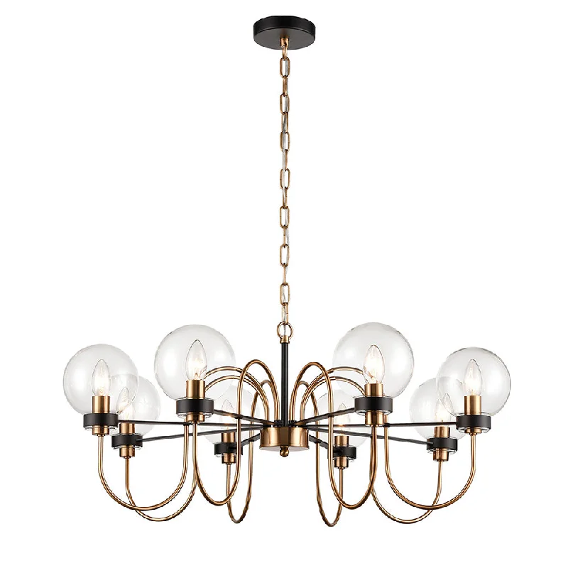 Chandeliers with Metal Frames in Silver FinishChandeliers with Metal Frames in Silver FinishFranklite Equinox 8 Light Chandelier Antique Gold & Glass