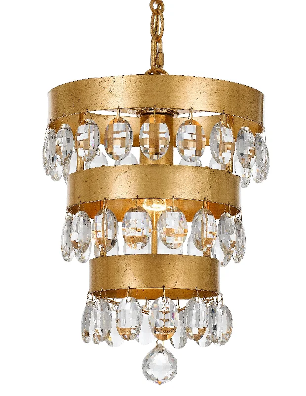Chandeliers with Metal Frames in Silver FinishChandeliers with Metal Frames in Silver Finish1 Light Antique Gold Transitional Mini Chandelier Draped In Clear Elliptical Faceted Crystal - C193-6103-GA