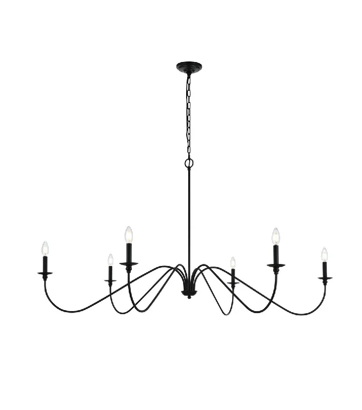 Chandeliers with Adjustable Height for Custom InstallationChandeliers with Adjustable Height for Custom InstallationElegant Rohan LD5056D60MB Chandelier Light - Matte Black