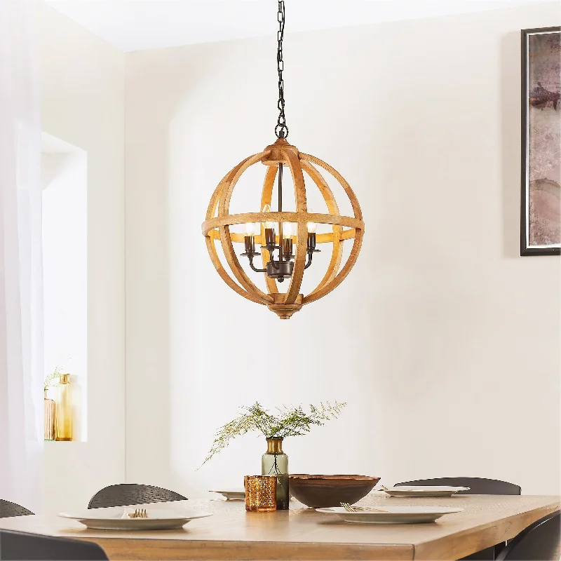 Mini Chandeliers for Adding Charm to Small SpacesMini Chandeliers for Adding Charm to Small SpacesEndon Toba 4lt Wooden Orb Chandelier