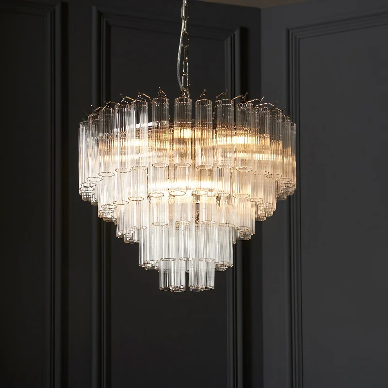 Chandeliers for Low Ceilings to Avoid OvercrowdingChandeliers for Low Ceilings to Avoid OvercrowdingEndon Toulouse Chandelier Bright Nickel & Ribbed Glass