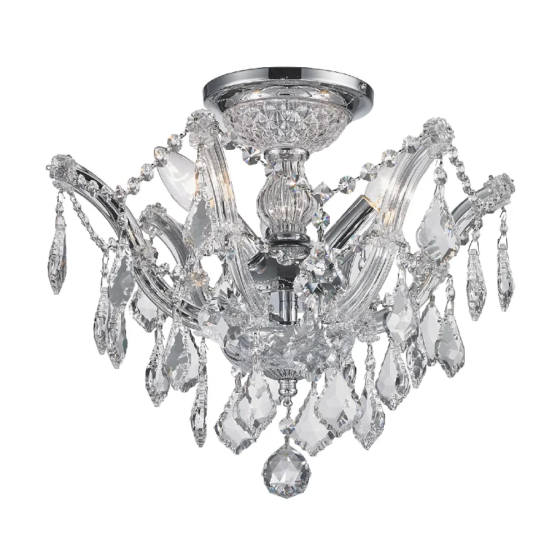 Victorian - Inspired Chandeliers with Ornate DetailsVictorian - Inspired Chandeliers with Ornate DetailsMaria Theresa Flush Mount Chandelier - Chrome Finish - W:40cm