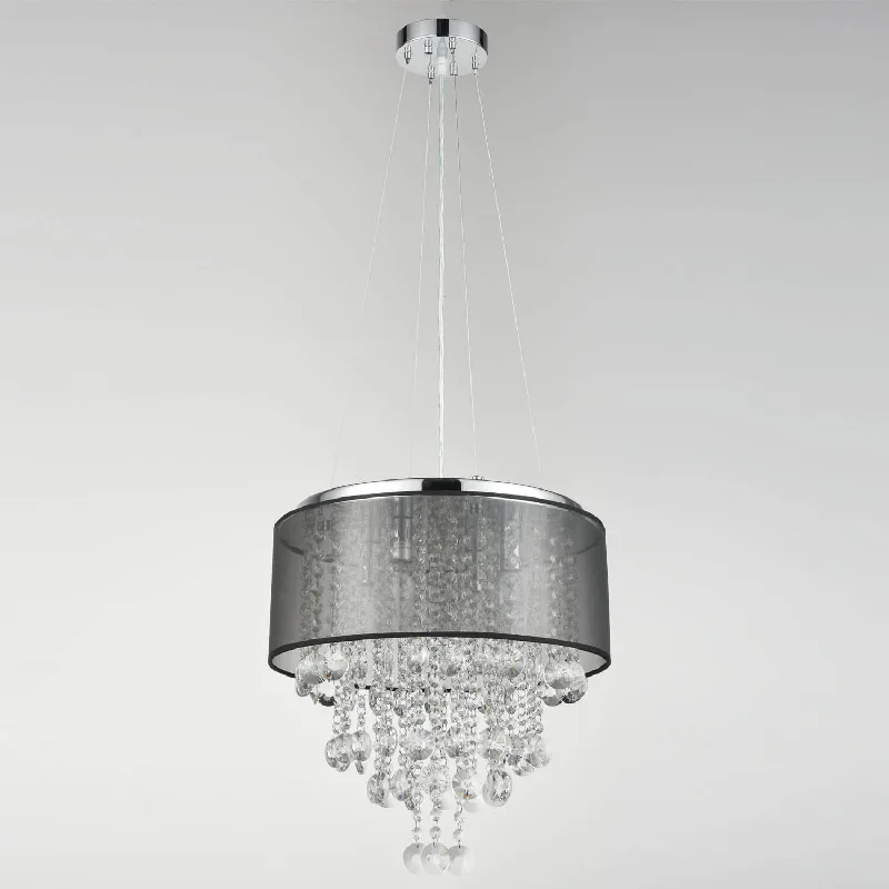 Chandeliers with Multiple Lights for Maximum IlluminationChandeliers with Multiple Lights for Maximum IlluminationModern Drum Black Sheer 4-Light Island Chrome Chandelier Crystal